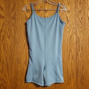 Yogalicious Blue-Green Illusion Ribbed Lotus Short Romper Size Large